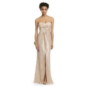 Trina Turk - Gold Metallic Silk Blend Strapless Gown Dress - Size 0